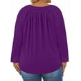 thumbnail image 6 of WellSize Plus Size Women Blouses Casual Pleated Long Sleeve Shirts Fall Crew Neck Tunic Tops, 6 of 10