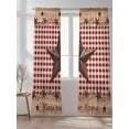 thumbnail image 2 of Sheer Curtains 96 Inches Long 2 Panels Set for Living Room, Country Star Farm Semi Sheer Curtains for Windows, Farmhouse Plaid Texas Vintage Fruit Voile Window Treatments Rod Pocket Curtain, 2 of 7