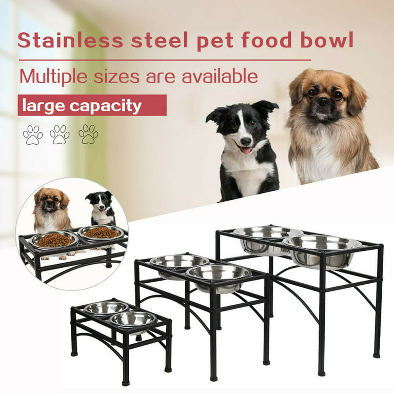 Elevated Dog Bowl Pet Feeder Stainless Steel Raised Food Water