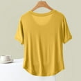 thumbnail image 4 of qelini T-shirts for Women with Round Neck School Season Solid Color Short Sleeved Loose Casual Daily Wearing Basic Tops Juniors Summer Comfortable 1Pack Yellow 2XL, 4 of 5