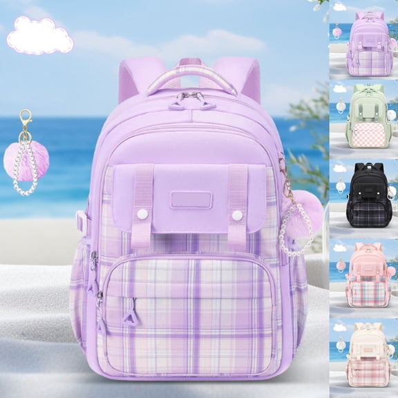 jiaxiM School Backpacks Stylish Plaid Cloth Large Capacity Durable School Bag for Ages 5th 6th 8th 10th, Middle Elementary, High School, Park, Travel