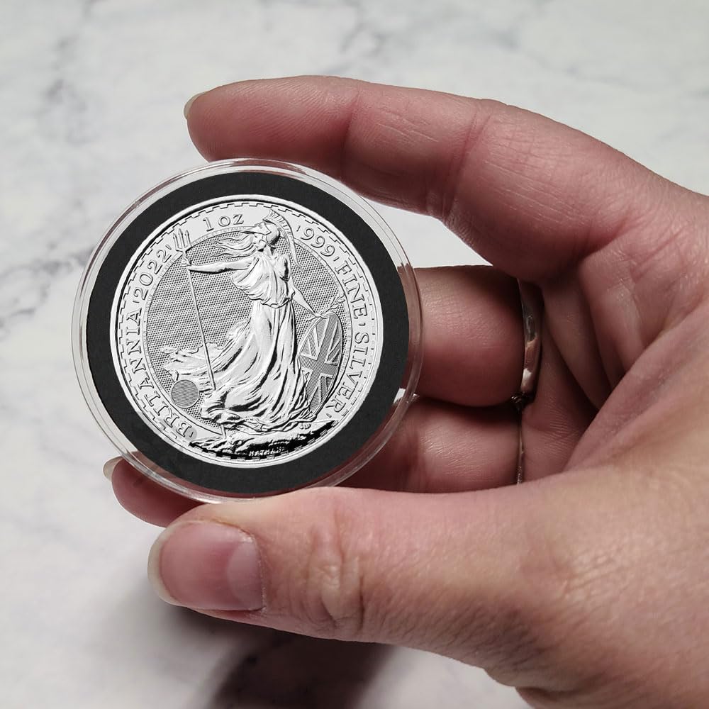 OnFireGuy 25-Pack 38mm Black Ring Coin Holders for Silver Dollars | Protective Coin Cases for 1oz Silver Morgan Peace Eisenhower Dollars