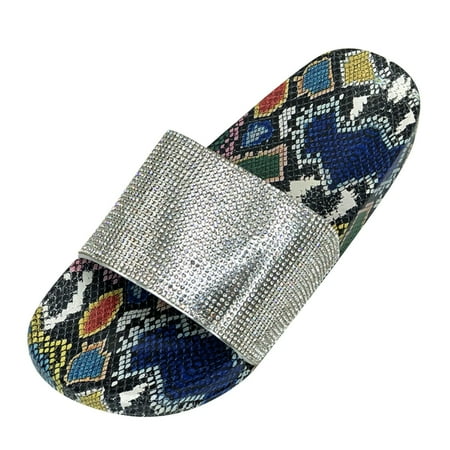 

Women Bedroom Slippers Women Flat Sandals Fashion Soft Bottom Comfortable Slippers With Drill At Home Outdoor Beach Slippers