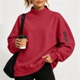 thumbnail image 2 of Jsaierl Mock Neck Sweatshirts for Women Loose Fit Solid Color Sweatshirt Travel Pullover Workout Long Sleeve Tops with Zipper Pocket S-2XL, 2 of 8