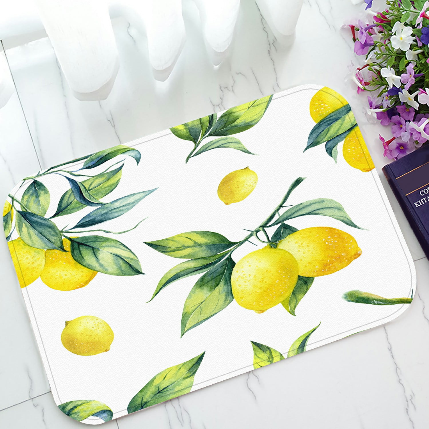 ABPHQTO Lemon White Doormat Entrance Rug Area Rug Floor Mat Home Decor