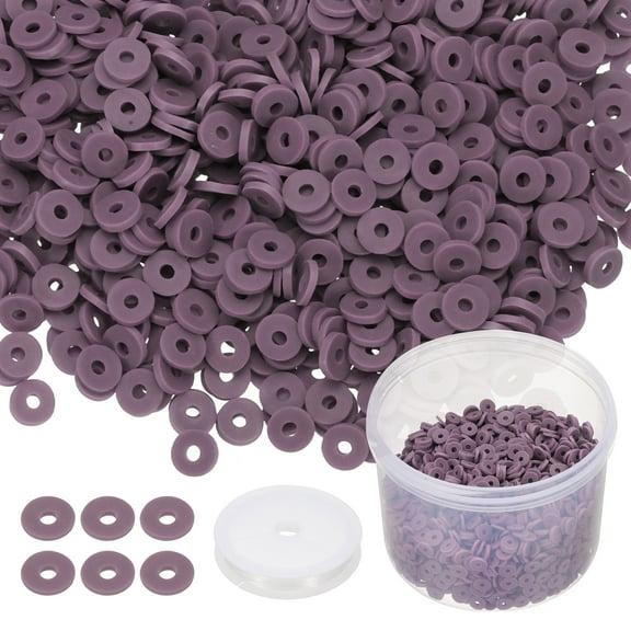 Clay Beads, 3000 Pcs Purple Heishi Beads 6mm Flat Polymer Clay Beads Friendship Bracelet DIY Kit with Elastic Cord for Jewelry Necklace Making