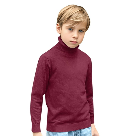 Boy Sweater Toddler Kids Knit Turtleneck Sweater Soft Solid Warm Pullover Sweater Long Sleeve Shirts
