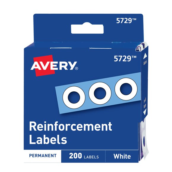 Adhesivos Avery con refuerzo de orificios, 200 etiquetas, 1/4 de pulgada, color blanco