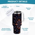 thumbnail image 4 of 40 oz Tumbler With Handle Stainless Steel Insulated Tumbler With Lid for Car Cup Holder Feathers and Beads Pattern, 4 of 9