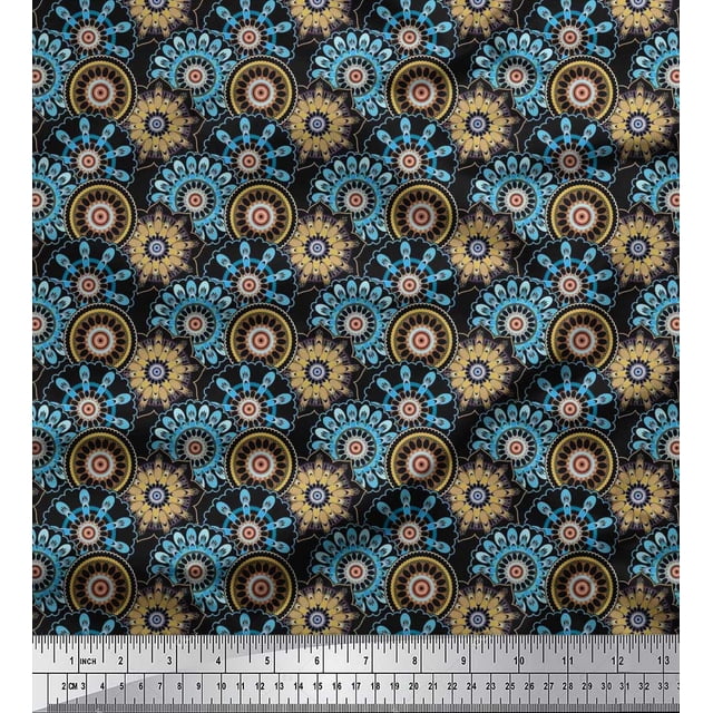 Soimoi Rayon Fabric Circle & Mandala Decor Fabric Printed Yard 56 Inch Wide