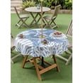 thumbnail image 3 of Round Outdoor Tablecloth with Umbrella Hole and Zipper 60 Inch, Lake Blue Starfish Coastal Waterproof Patio Table Cloth, Summer Coral Shell Beach Nautical Washable Picnic Table Cover for Camping, 3 of 7