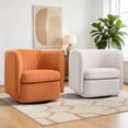 thumbnail image 2 of Bonzy Home Two-Tone 360° Swivel Accent Chair, Modern Upholstered Barrel Chair with Contrast Color, Comfy Swivel Armchair for Living Room Bedroom, Orange/White, 2 of 8