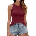 thumbnail image 2 of lmcalzta Women Tank Tops Knit Ribbed Round Neck Tank Tops Sleeveless Slim Fitted Summer T Shirts Trendy Cami Tops, 2 of 8
