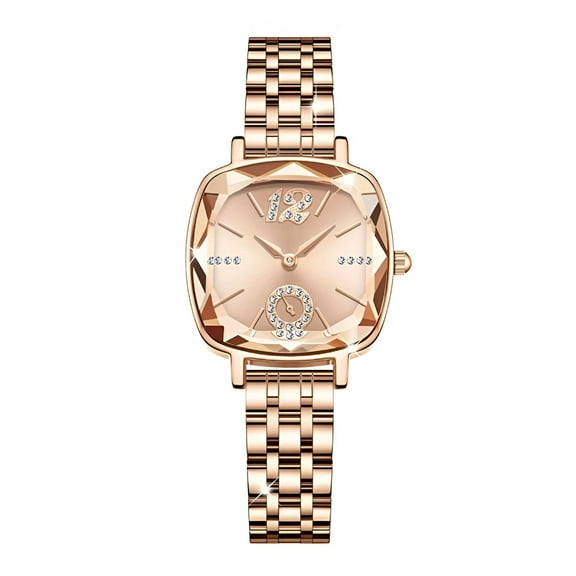 DESIGNICE Women Quartz Watches Wrist Chain Strap Square Watch Easy Read Dial Office Ladies Fashion Dress Up Adjustable Stainless Steel Gold