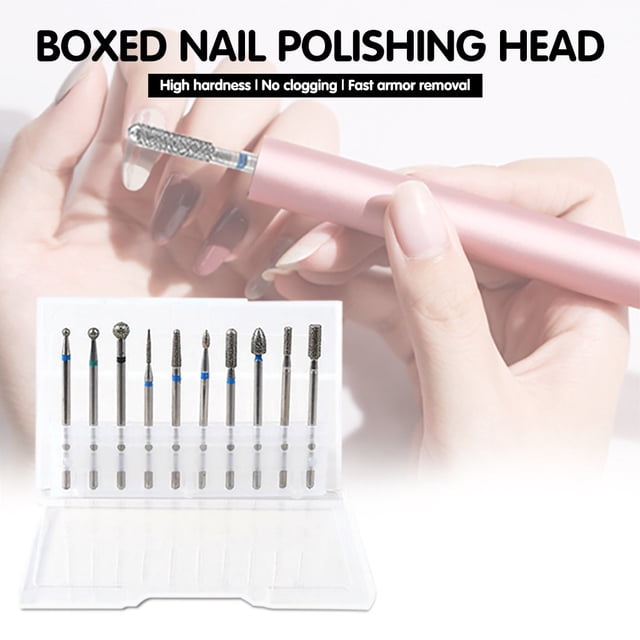 WIFKLSIIPG 10PC Carbide Nail Drill Bit Gel Remove Polishing Nail Polish Tool