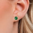 thumbnail image 3 of Gem Stone King 14K White Gold Green Simulated Emerald Stud Earrings for Women Men (3.30 Cttw, Round 8MM), 3 of 6
