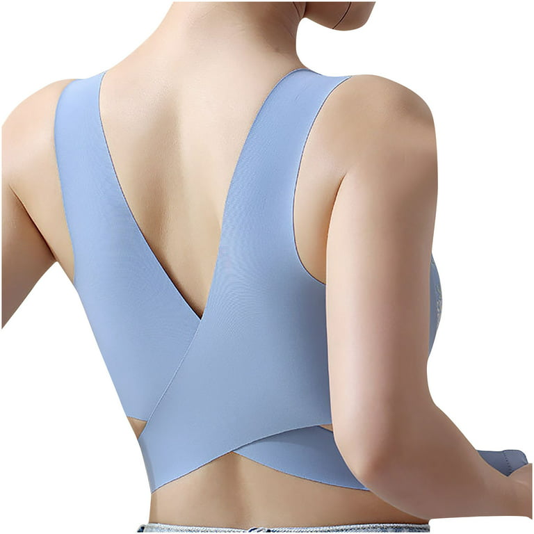 Bigersell Women Full-Figure Bra Wide Strap Lace Trim V-Neck Wireless Bra  Comfort Padded Push-up Bras without Underwire Soft Bralette Bra Everyday