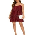 thumbnail image 3 of PENGXIANG Femmes Couches Volants Gâteau Robe Paillettes Spaghetti Sangle Mini Robe Backless Parti Danse Robe Cami, 3 of 7