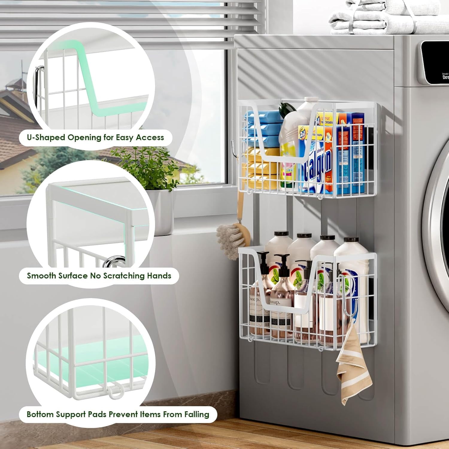 2 Set Magnetic Shelf for Fridge, Potato & Onion Storage Bins, Magnetic Fruit Basket for Refrigerator Pantry Kitchen Counter Laundry, Magnetic Fridge Organizer Spice Snacks Magnet Fridge Shelf