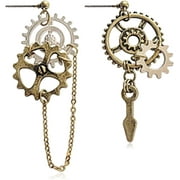 Steampunk Clockwork Earrings for Women Vintage Retro Clock Gear Earring Antique Mix-tone Drop Earrings