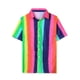 thumbnail image 1 of INSPIRE CHIC Camisa de verano con estampado de rayas arcoíris para hombre, camisas de manga corta con botones rosa multicolor M, 1 of 6
