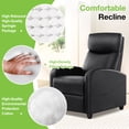 thumbnail image 3 of ZUNMOS Massage Recliner, Small Recliner Sofa, with Cushioned Seat and Massage Backrest, Remote Control, Suitable for Home Theater Living Room, Bedroom, Black, 3 of 7