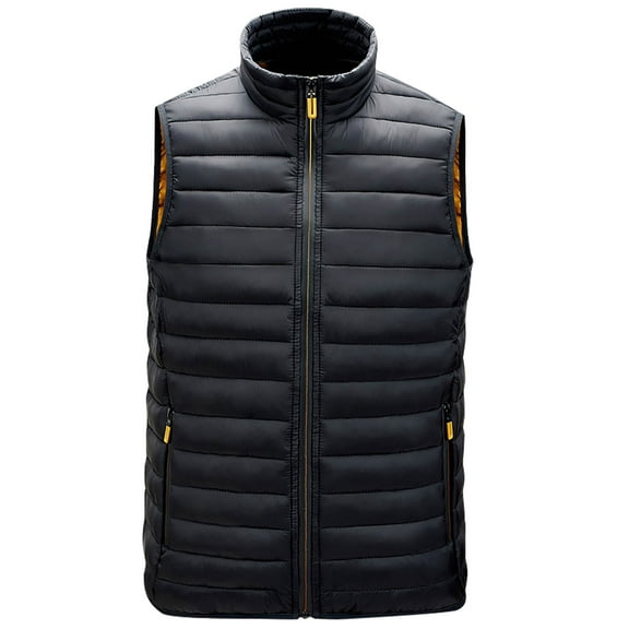Busydd Mens Winter Vest Sleeveless Zipper Stand Collar Outerwear Vests Casual Solid Color Warm Puffer Vest Trendy Oversized Puffy Vest Plus Size Vest Jacket with Pockets M-6XL
