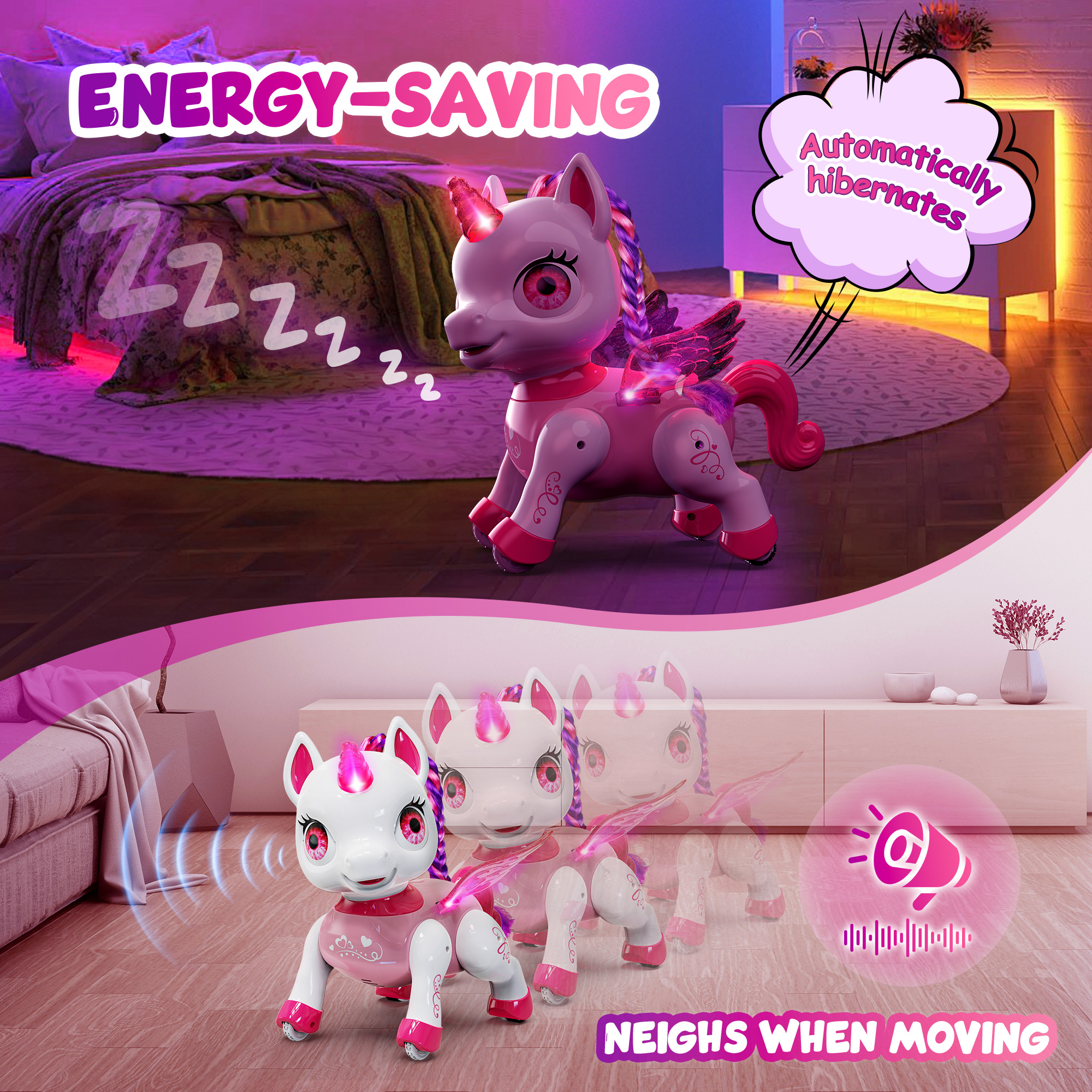 Freecat Girls Unicorn Toy, Kids Robot Pets, Remote Control Robot Toy for 3 4 5 6+ Years Old, Christmas Birthday Gift for 2-4 5-8 Years, STEM Toy Program Treats, Dancing Robot Unicorn Kids Toy, Pink.