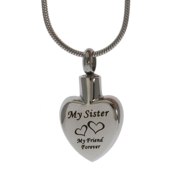 My Sister My Freind Memorial Ash Urn Locket Necklace Stainless Steel