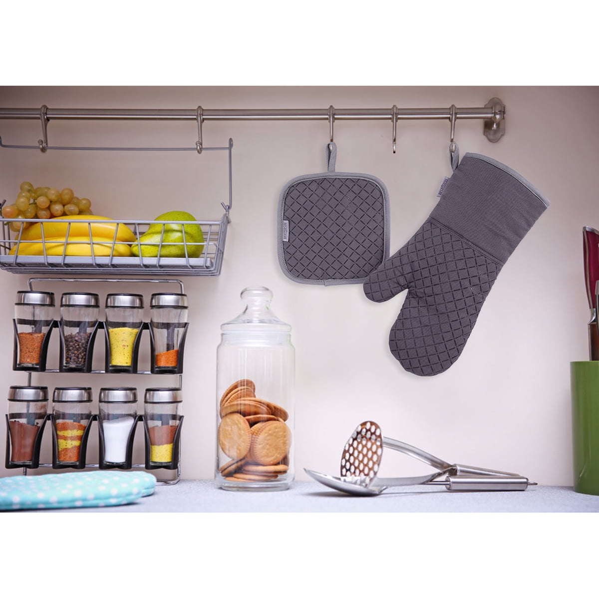 Oven Mitts and Pot Holders 4pcs Set, Kitchen Oven Glove High Heat
