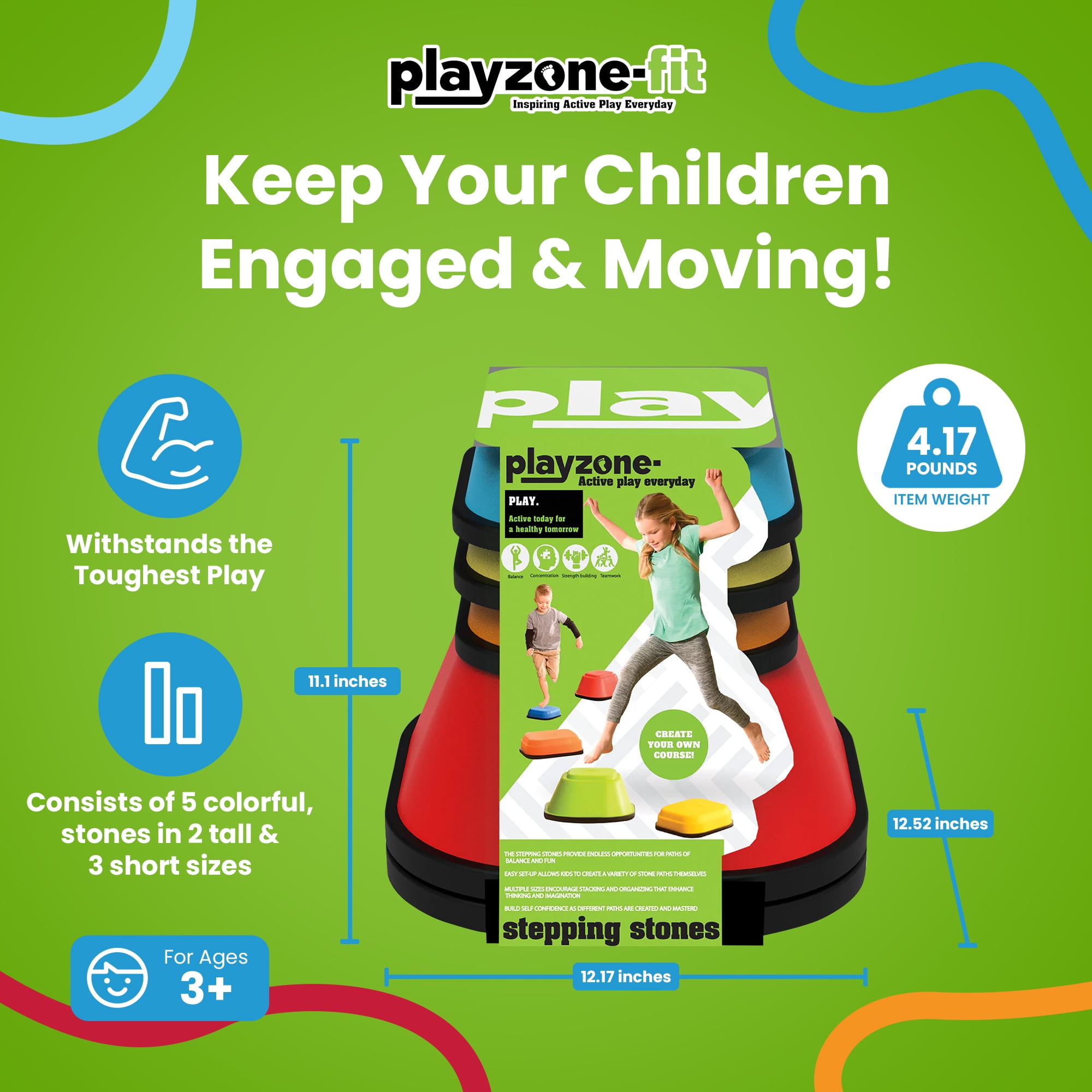 Playzone-Fit Set of 5 Stepping Stones, a Fun Way to Teach Balance