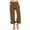 Brown-A1, variant on Linen Capri Pants for Women Wide Leg Ruffle Hem Flowy Beach Pants with Pocket Crop Casual Loose High Waisted Trousers Black M