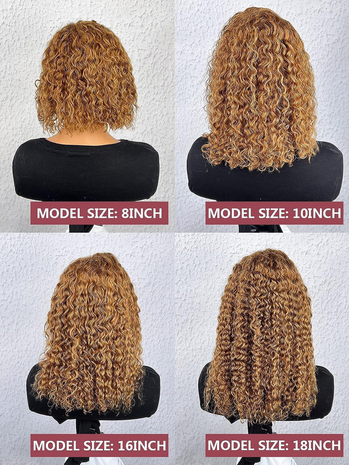 Dopi Short Curly Honey Blonde Bob Wig Lace Front Human Hair Wigs For Women Light Brown(2Pack)