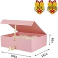 thumbnail image 3 of 3 Pack 19x16x6 Inch Extra Large Magnetic Gift Box with Lids for Presents Pink Large Gift Box with Ribbon Foldable Gift Boxes with Shredded Paper Jumbo Box for Bridesmaid Proposal, 3 of 11
