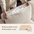 thumbnail image 7 of Marrber 78” Oversized Modern Plush Corduroy L-Shaped Modular 4-Seater Pull-Out Sectional Sleeper Sofa Bed with Hidden Storage for Living Room and Apartment, White, 7 of 7