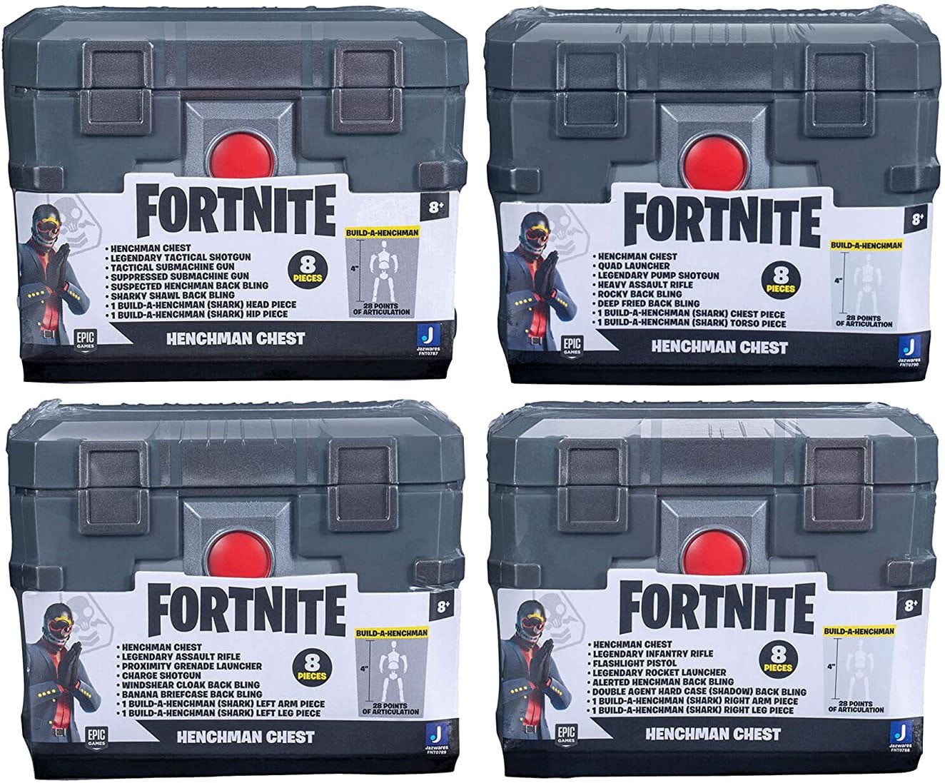 Fortnite Build Shark Style Henchman Figure Set of 4 Chests