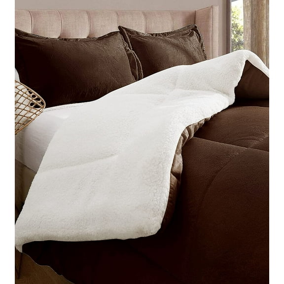 Elegant Comfort Super Soft Sherpa Comforter 3-Piece Set Twin, Lilac