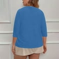 thumbnail image 4 of qolati Plus Size Shrugs for Women 3/4 Sleeve Cropped Cardigan Dressy Casual Open Front Lightweight Bolero Outwear Trendy Fall Clothes Blue XXL, 4 of 7