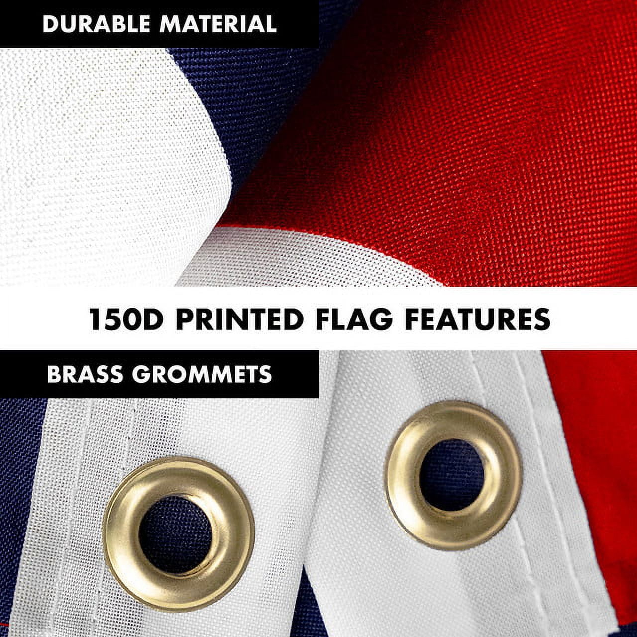 G128 Combo Pack: 6 Feet Tangle Free Spinning Flagpole (Black) USA American Flag 3x5 ft Printed 150D Brass Grommets (Flag Included) Aluminum Flag Pole