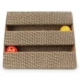 thumbnail image 5 of Rascador para gatos portátil, seguro, triangular, de doble ranura, con bola de campana para interiores, 5 of 5