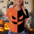 thumbnail image 1 of T-shirt à Manches Courtes pour Femmes avec Imprimé Graphique d'Halloween, Col Rond Décontracté, Design Amusant, Haut Confortable pour Fête et Usage Quotidien, T-Shirts d'Été pour Femmes, Chandails Actifs à Manches Longues pour Femmes, pour Femmes Long, 1 of 6