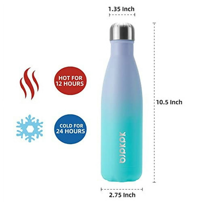 BJPKPK Insulated Water Bottles 17oz, Leak Proof Stainless Steel Water Bottle Keeps Cold for 24H and Hot for 12H, BPA Free Kids Water Bottle-Green