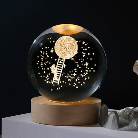 

Xewsqmlo Crystal Ball Atmosphere Lamp Handicraft Holiday Gift Home Decor for Office Study