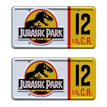 Jurassic Park | 1993 Jeep Wrangler Sahara | #12 | Metal Stamped Replica Prop License Plate Combo