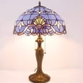 thumbnail image 6 of Tiffany Lamp Table Bedside Lamp Stained Glass Shade Metal Base 24"Tall Large Desk Light Blue Purple Baroque Lavender Luxurious Boho Victorian Living Room Bedroom Farmhouse WERFACTORY Led Bulb Included, 6 of 7