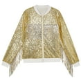 thumbnail image 2 of Hessimy Girls' And Toddler Long Sleeve Button Front Cardigan Jean Jacket Denim Jacket Fleece Jacket Women Girls Jean Jacket Jackets For Girls hoodie sweatshirt (Gold,4-6 Years), 2 of 3