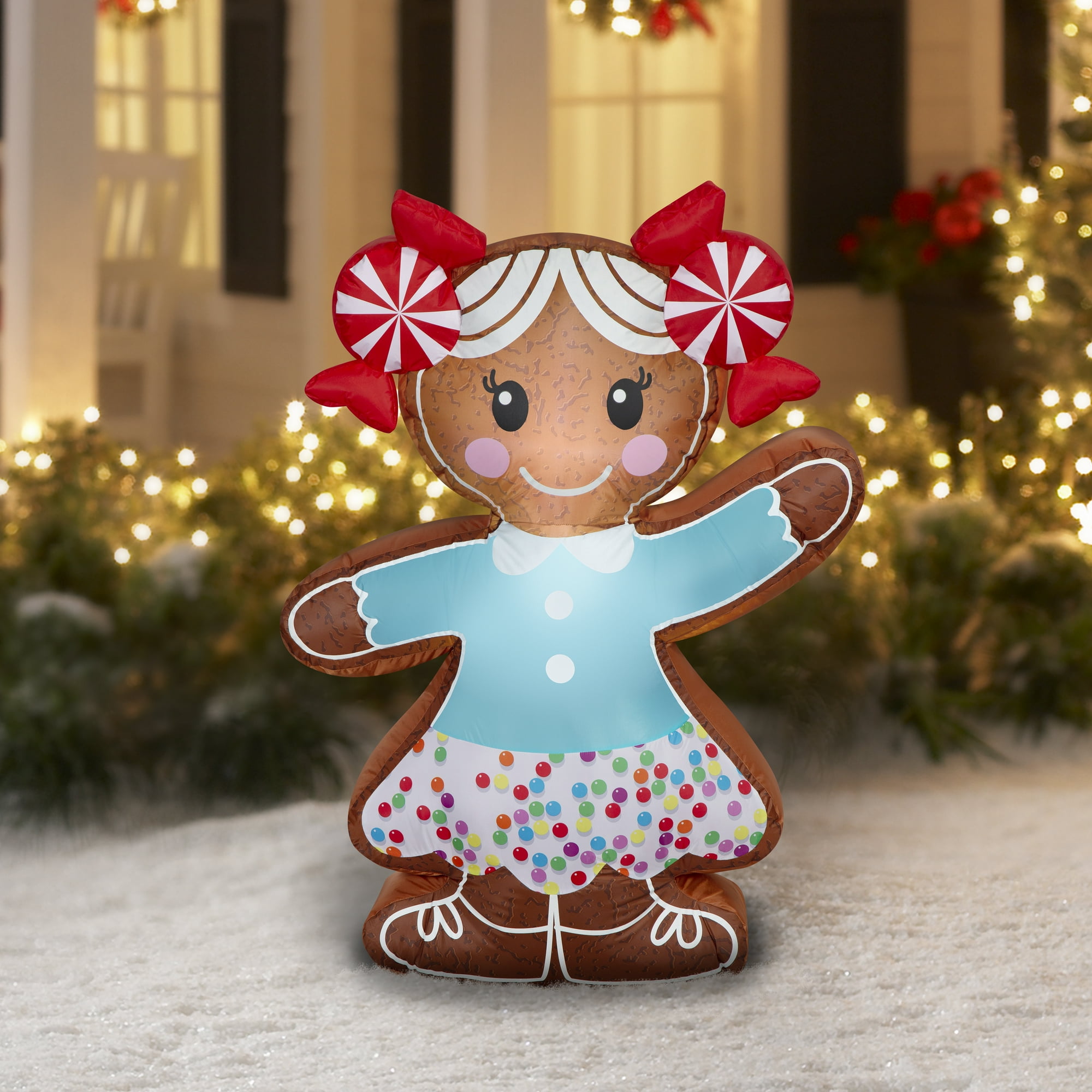 Christmas Airblown Inflatables Yard Decoration Gingerbread Girl, 4 ft