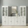 thumbnail image 2 of Sideboard with Glass Door Pantry Set - 3 Piece Storage Cabinet - Rustic White Living Room Buffet & Hutch, 2 of 3