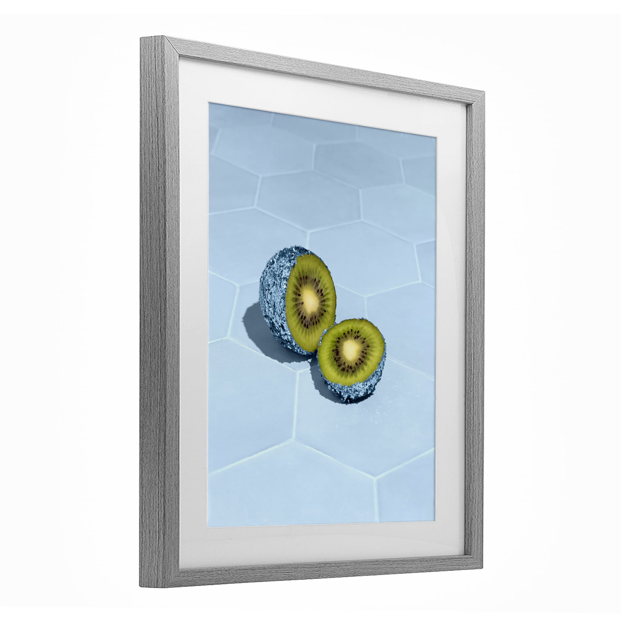 Stupell Industries Blue Glimmer Kiwi Gray Framed Print Under Glass, design by LISH Creative