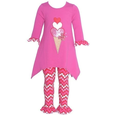 Bonnie Jean Baby Girls Fuchsia Icecream coeur 2 Pc Appliqué caleçon 0-3m